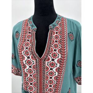 Sundance Tropical Dreams‎ Maxi Dress Size S Blue Red Embroidered Bohemian Mumu